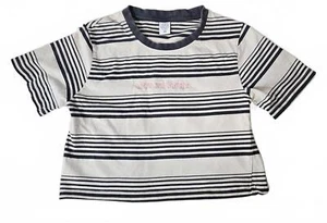 Odd Future Women's Cream/Gray Casual Striped Tee with Pink Embroidery XS - Picture 1 of 5