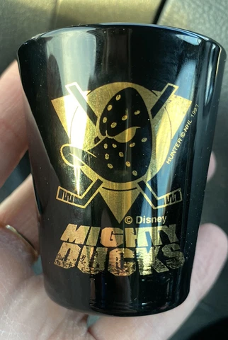 Vintage Mighty Ducks Glass Shot Glass Hunter NHL 1993 Collectible Disney Cover