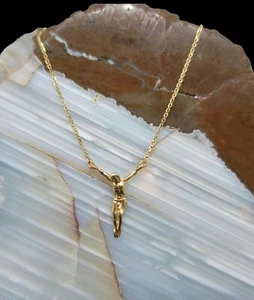 Collar Colgante Cristo Y Oro Amarillo 14K Artesanal 18" - Imagen 1 de 7