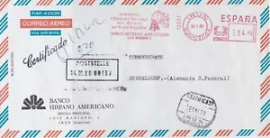 Spain 1980 Banco Hispano Americano Cert Airmail Meter Mail Stamp Cover Ref 29988 - Picture 1 of 2