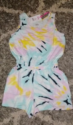 Girls justice multi tye dye romper size 12/14 new - Image 1 of 2