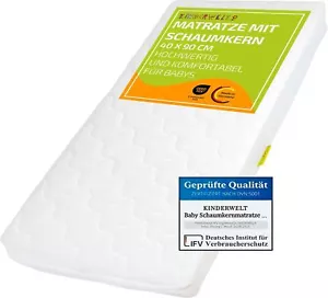 Baby Schaumkernmatratze mit Komfortbezug gesteppt Matratze 40 x 90 x 10 weiß - Bild 1 von 7