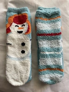 Kids' 2 Pair Snowman Cozy Crew Socks - Wondershop™ Aqua Blue XS/S (11-1) - Picture 1 of 3