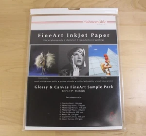 Hahnemuhle Glossy & Canvas FineArt Sample Pack Photo Paper 16 Sheets Rag Baryta - Picture 1 of 7