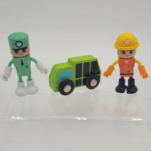 Three wooden J'ADORE figures. 2 inches. Dr. Steve (DOB Oct. 16) & Rick (Jan 11) - Picture 1 of 4