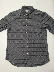Steven Alan Mens Medium Gray Striped Geometric Button Down Long Sleeve Shirt - Picture 1 of 12