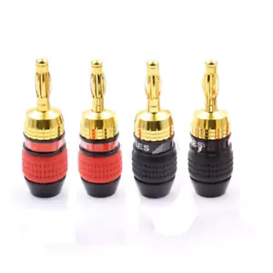 4 Stück 24K Vergoldet Bananenstecker HIFI Audio Lautsprecherkabel Stecker Terminal Zum Selbermachen - Bild 1 von 7