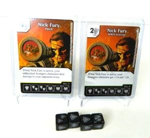 Marvel Dice Masters Avengers VS X-Men AVX Nick Fury set 3 carte CUR + 4 dadi - Foto 1 di 5