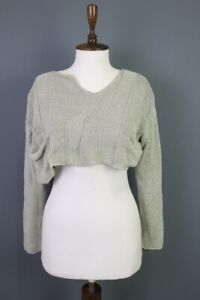 Sarah Pacini Gray Open Knit Lagenlook Cropped Sweater One Size