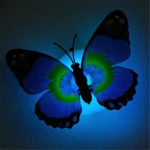 3D Butterfly Colorful LED Night Light Art Design Wall Sticker Mural Decor - Picture 1 of 12