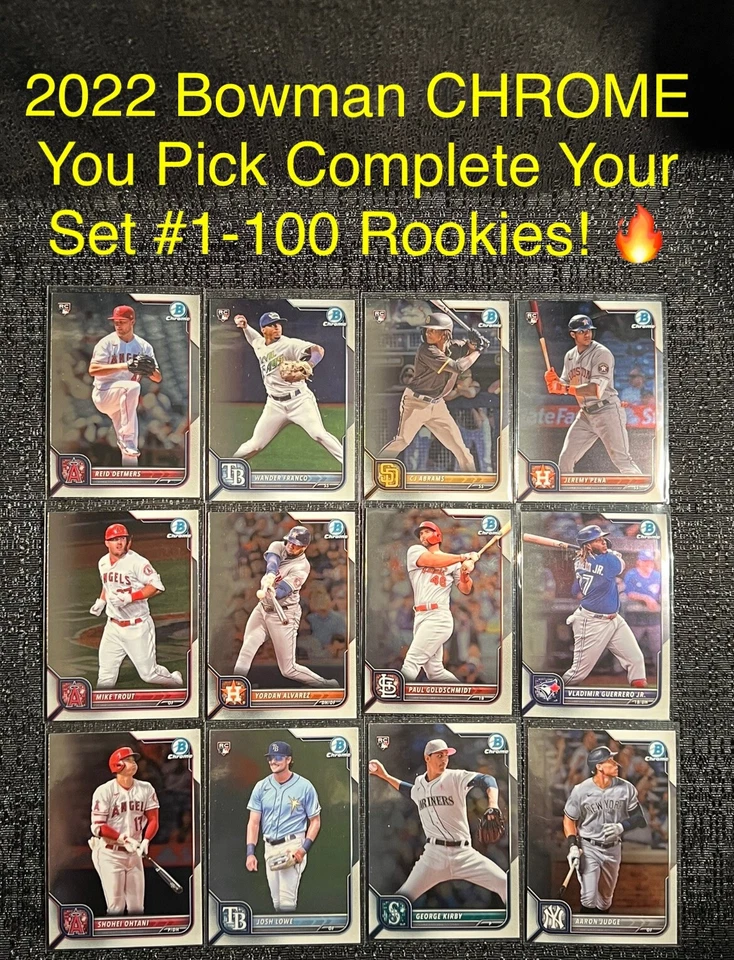 2022 Bowman Chrome Baseball Rookies & Base You Pick Complete Your Set #1-100 QTY - Image 1 of 1