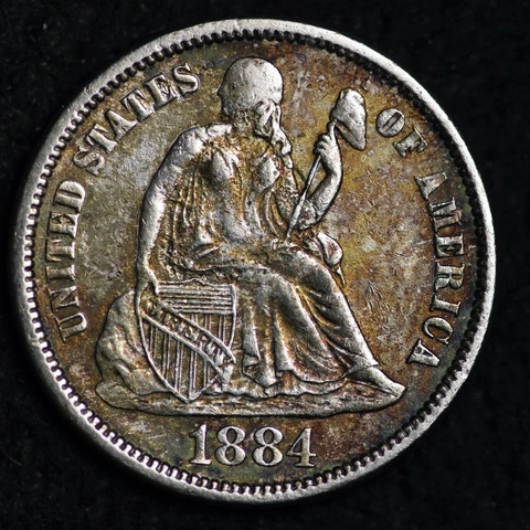 1884 Seated Liberty Silver Dime CHOICE UNC *UNCIRCULATED* MS TONED P/H E170 XZFM Cover