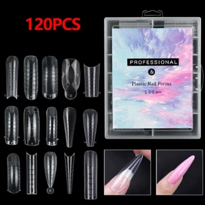 120Pcs Poly Dual Forms Nail Gel Quick Building Mold Tips Nail Extension Tool - Picture 1 of 26