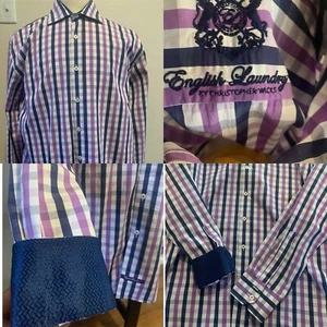 Hombre XL Inglés Lavandería Manga Larga Botones Cuadros Multicolor - Imagen 1 de 19