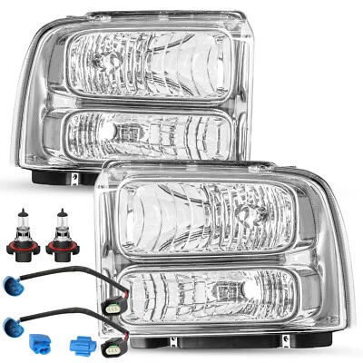 Chrome Excursion Halo Headlights For 1999-2004 Ford F250 F350 Super duty w/Bulb Foto 1 de 4