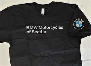 NEW - Genuine Original BLACK Factory BMW MOTORCYCLES OF SEATTLE T-shirt - Picture 1 of 4