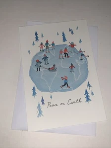 Tarjeta de Navidad Hallmark UNICEF: Patinaje sobre hielo Paz en la Tierra Esperanza Felicidad Amor - Imagen 1 de 7