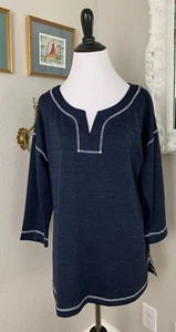 Talbots MEDIUM Strick-Tunika mit Schlitzausschnitt Oberteil dunkelblau - Bild 1 von 7