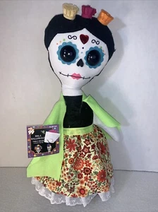Day of The Dead Doll Figures Table Decor Decor Halloween Sugar Skulls 14” Plush - Picture 1 of 8