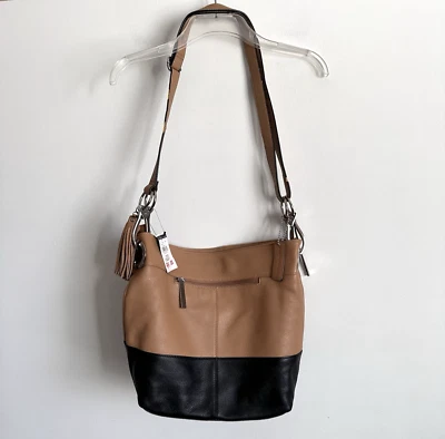 Bolso de Hombro Cartera de Cuero Wilson Stella Marrón Negro Cremallera De Colección NUEVO DEFECTO Foto 1 de 4