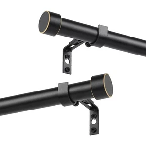 Black 1-Inch Diameter Curtain Rod with Aluminium Finials, Adjustable Length f... - Picture 1 of 7