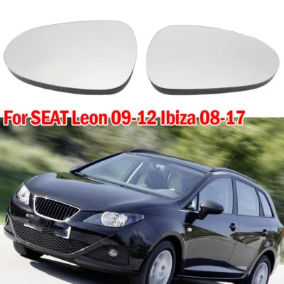 Para SEAT León Ibiza 2008-2017 2 Piezas Blanco Calefacción Con Placa Respalda Espejo Vidrio Foto 1 de 4