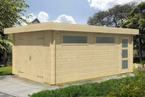 Holzgarage Bausatz 44mmGarage CANBERRA 44 Flachdach 380x560cm mit Holztor - Bild 1 von 4