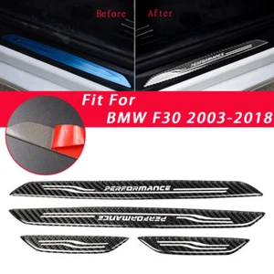 Carbon Fiber For BMW F30 2003-2018 Door Sill Scuff Plate Protector Sticker - Picture 1 of 7