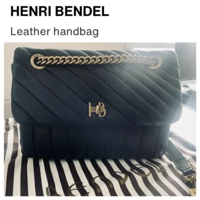 HENRI BENDEL Blue Quilted 712 Convertible With Antique Gold Hardware & Dust Bag - Image 1 of 4