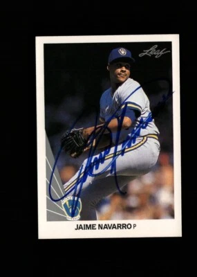 Jaime Navarro Brewers 1990 Leaf authentic autographed card - Image 1 of 2