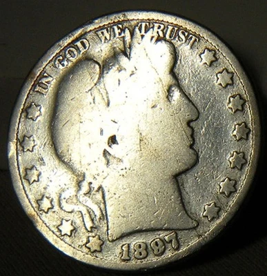 1897   Barber Silver bullion 50C Half Dollar  free ship at272 - Image 1 of 2