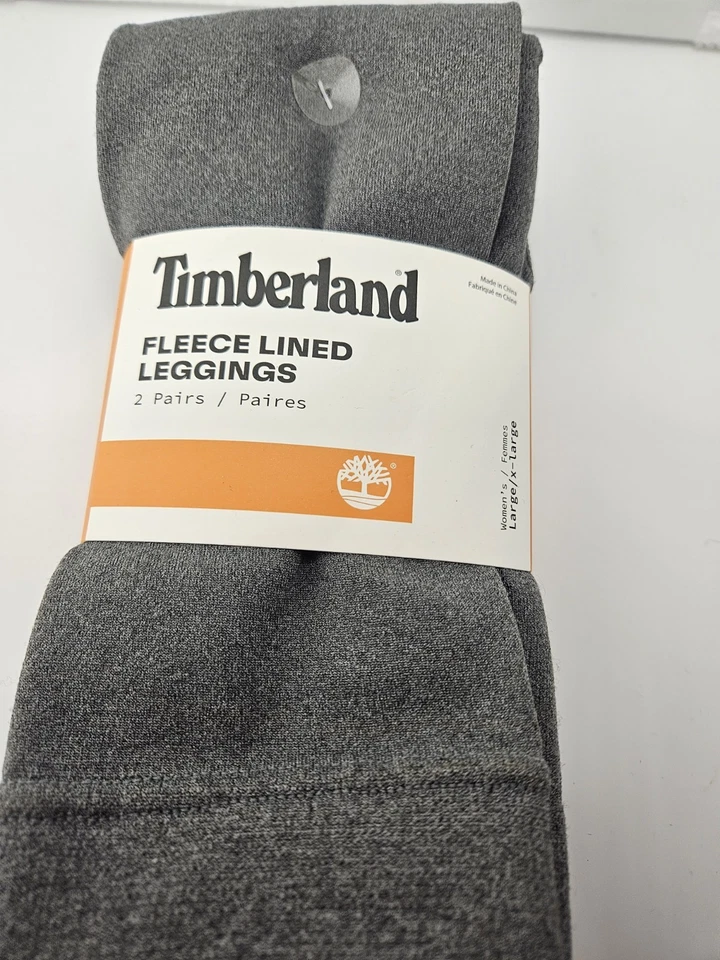 Timberland Fleece Lined Footless Tights Black Brown Womens Size M/l 2 Pairs