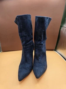 Calvin Klein Bethany Convertible Ankle Boots Size 7 Blue Suede Slim Heels - Picture 1 of 7