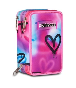 SPRINT PAINT GIRL Dreifach Etui mit 3 Reißverschlüssen SCHULE seven KOMPLETT von m - Bild 1 von 7