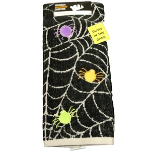Celebrate Together Halloween Hand Towel Spiders Spiderweb Black Gray 16x25 - Picture 1 of 11