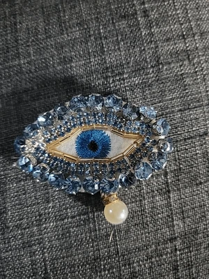 Aplique de globo ocular de diamantes de imitación con cuentas 2"x 1,5" coser Foto 1 de 3