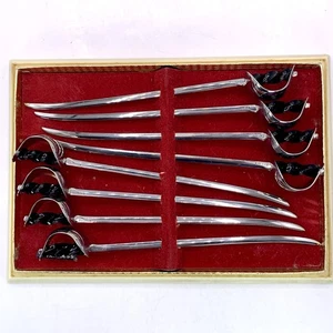 Vtg Stainless Steel Sword Cocktail Hors d'Oeuvres Picks Skewers Box 8 *READ* - Picture 1 of 13
