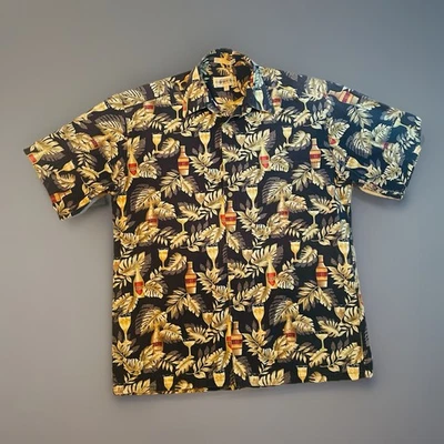 Campia Moda Hawaiian Shirt Mens M Beer Bottles Tropical Black Short Sleeve - Image 1 of 4