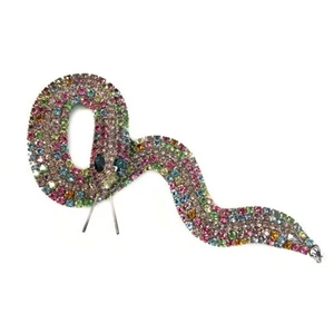 Vintage Signed Kenneth J Lane KJL Multi Colored Rhinestones Snake Brooch - Picture 1 of 5