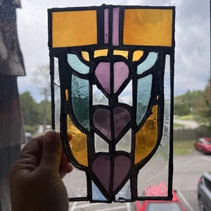 VTG Stained Glass Panel/Sun Catcher Multicolor 5.75x9.25” - Picture 1 of 12
