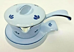 DRU Holland Blue Tulip Enamel Cast Iron Single Butter Sauce Warmer Lid Trivet - Picture 1 of 9