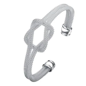 Brazalete de arco grande intrincado enchapado en plata para mujer damas niñas regalo Reino Unido - Imagen 1 de 8