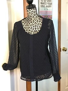 Lauren Conrad elegantes dunkelblaues Top mit transparenten Ärmeln - Bild 1 von 4