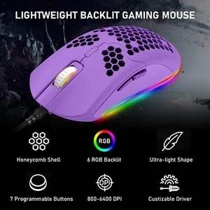 Wired Gaming Mouse Programmable Model O 6400DPI USB for PC Mac Xbox one PS4 PS5 - Picture 1 of 17