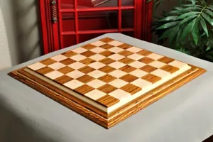 Signature Contemporary Luxury Chess board - BOCOTE / CURLY MAPLE - 2.5" Squares - Picture 1 of 5