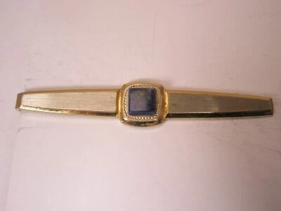 3" Genuine Lapis Lazuli Vintage LARGE Tie Bar Clip simple plain design - Image 1 of 4