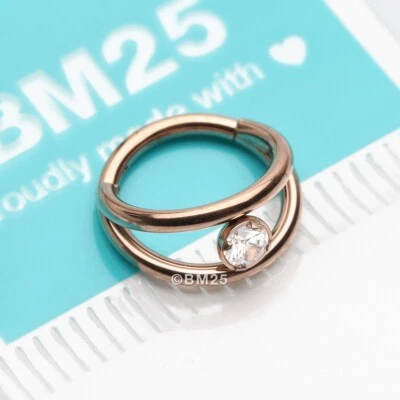 Anillo de aro clicker sin costuras con brillo de doble aro Foto 1 de 4