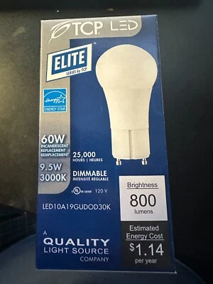 TCP LED A19 9.5W 3000K GU BASE DIMMABLE - Image 1 of 4