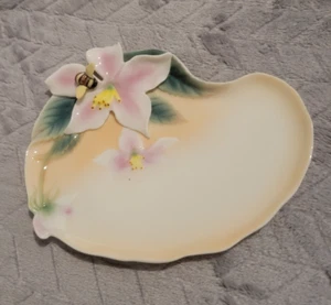 Franz Porcelain Collection Bee Pin Trinket Tray Dish 2003 in Box FZ00036UTD - Picture 1 of 9