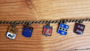 Shield Coat Of Arms Crest Charm Bracelet Pendants German Vintage Brass - Picture 1 of 4